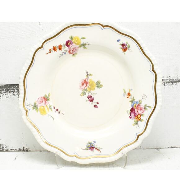 Antique English Ceramic Dinnerware Plate Floral Gold - Picture 1 of 2